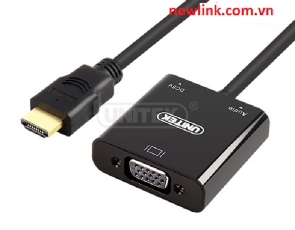 Cáp chuyển đổi HDMI to VGA + Audio hỗ trợ DC 5V Chính hãng Unitek Y-6355